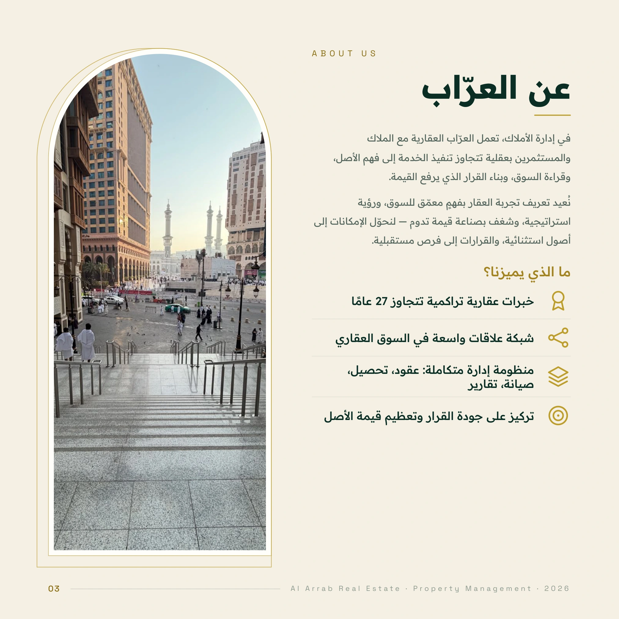 عن العرّاب: منظومة إدارة متكاملة تشمل العقود والتحصيل والصيانة والتقارير.